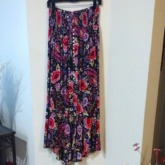 Cynthia Rowley Dresses & Skirts - Floral Maxi Skirt - Black and Pink